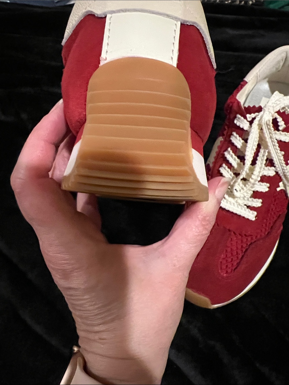 NWOT Dolce Vita Red and Cream Women's Lace-Up Sneakers - Picture 4 of 4